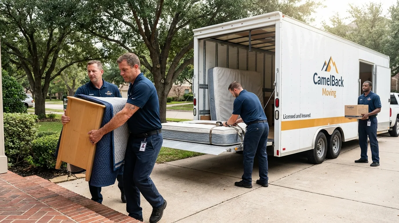 Crew loading residential truck for cross-state move from Ninety Six, SC